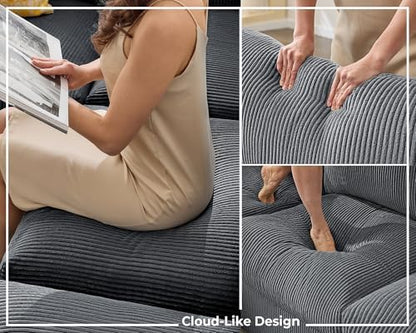 Jocisland Oversized Cloud Couch Sectional, U-Shaped Modular Couch, Gray