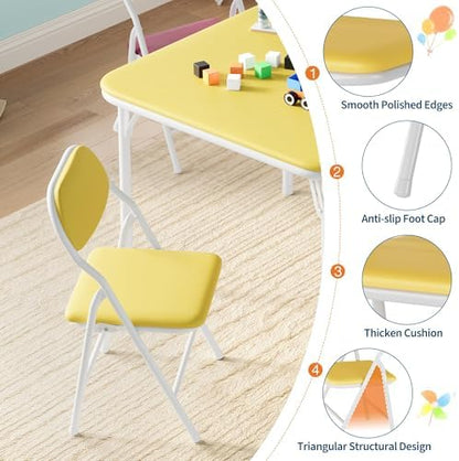 GAOMON 5 Piece Set Folding Table and Chairs Set for Boys and Girls