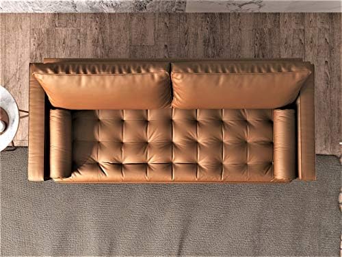 Container Furniture Direct Womble Mid Century Modern Couch with Bolster Pillows, PU Leather Upholstered Tufted Seat, Versatile Retro Design for Comfortable Living Spaces, Loveseat, Coffee Brown