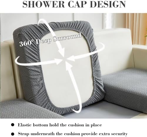Sofa Covers Couch Covers for Sofa Pet Friendly Couch Cushion Covers Universal Sofa Covers Washable Stretch Slipcovers for Sectional Sofa (Texture Gray,Extra Large Single Seat Cover)