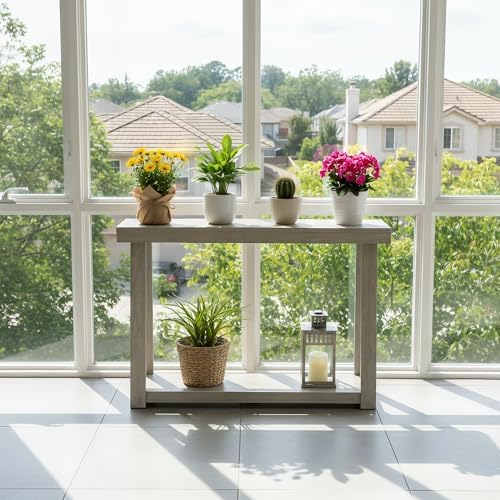 Plank+Beam Classic Console Table, with Shelf, 46 Inch, Seashell