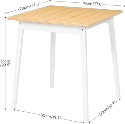 HOOBRO Bamboo Dining Table, Square Dining Table for 2, 27.6" Kitchen Table for Small Space, Writing Table, Easy to Assemble, for Dining Room, Living Room, Office, Kitchen, Natural and White YW70CZ01G1