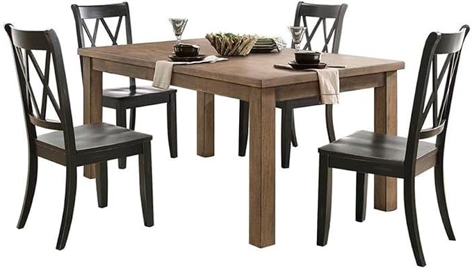 Lexicon Janina 66" Rectangular Dining Table, Solid Wood Frame with Pine Veneer Top, Dining Room Furniture, Natural Finish Rustic Farmhouse Kitchen Table for 4, 38" D x 66" W x 30" H - Natural