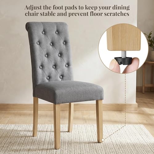 Yaheetech Dining Chairs Set of 4 Modern Upholstered Parson Chairs Dark Gray