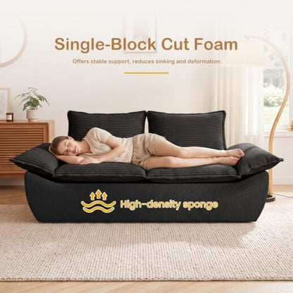 55" Boneless Loveseat Sofa, 2 Seater Deep Seat Couch, Corduroy