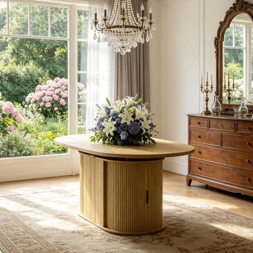 47in-118 in Extendable Dining Table for 4-12, Oval Expandable Kitchen Table