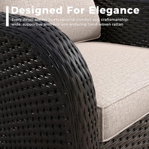 5 Piece Patio Furniture Set, Wicker Outdoor Conversation Set