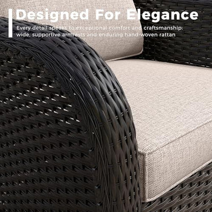 5 Piece Patio Furniture Set, Wicker Outdoor Conversation Set