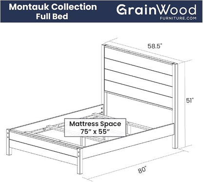 Grain Wood Furniture Montauk Solid Wood Bed, Full Size, Rustic Off-White