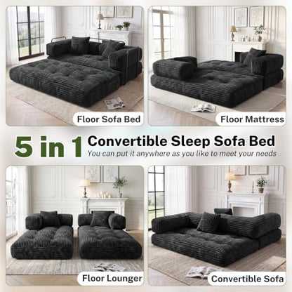 79" Convertible Sofa Bed, 5-in-1 High Back Boneless Couch for Living Room
