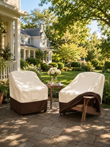 Bitubi Waterproof 4 Pack Patio Adirondack Chair Cover for Outdoor Chair Size Up to 30W x 34D x 36H inch,Outdoor Lawn Patio Furniture Covers (Brown)