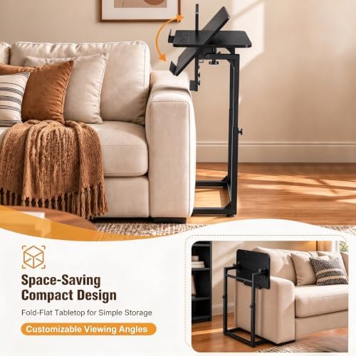 TV Tray Table for Couch,Adjustable C Table,Couch Table for Eating