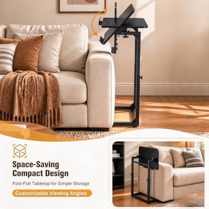TV Tray Table for Couch,Adjustable C Table,Couch Table for Eating