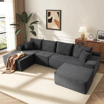 AUGOP Sectional Couches for Living Room Modern Modular Sofa with L-Shape Couchs Upholstered Boneless Couch Deep Seat Sectional Couch with Chaise