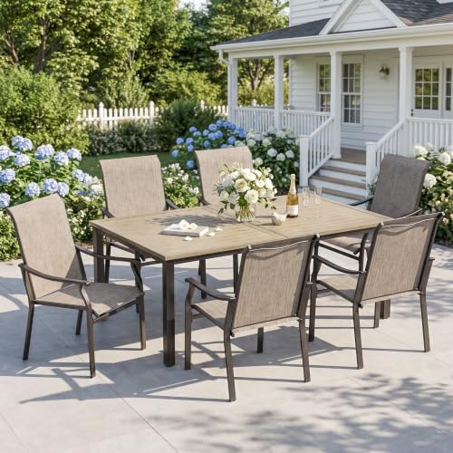 Sophia & William Patio Dining Set for 6 w/Wood-Like Metal Table