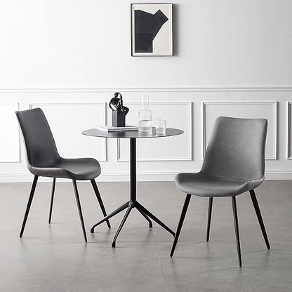 HIPIHOM Dining Chairs Set of 2, Modern Kitchen & Dining Room Chairs, Upholstered Faux Leather Cushion Seat and Sturdy Metal Legs (2 Grey Chairs)