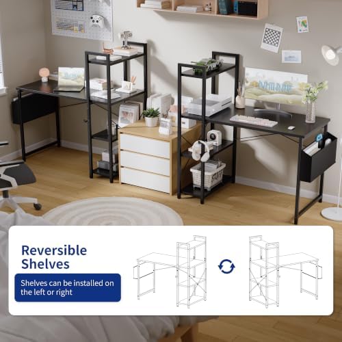 Pamray 38.5 Inch Small Computer Desk with Shelves for Bedroom Home Office