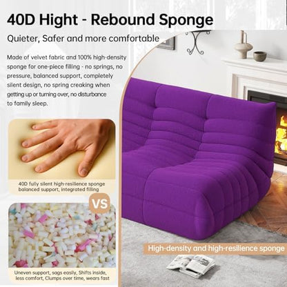 Loveseat Bean Bag Chair for Adults, Comfy Beanbag with Memory Foam