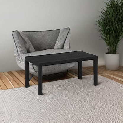 Furinno CLASSIC Coffee Table, Modern Rectangle Printer Stand, Black | 1.8" Triple Thick Tabletop, Toolless Assembly, Side Table, for Living Room, Home Office