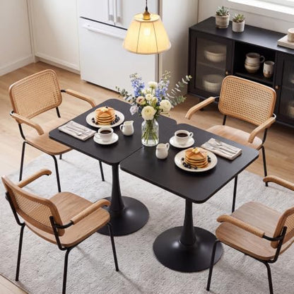 HOOBRO Dining Table, Square Dining Table for 2, 27.6" Dining Room Table for Small Spaces, Tulip Kitchen Table, Anti-Slip Heavy Base, Easy to Assemble, for Living Room, Kitchen, Black BB18CZ01