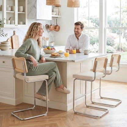 Zesthouse Natural Rattan Counter Stools Set of 4, 26" Modern Boho Barstools