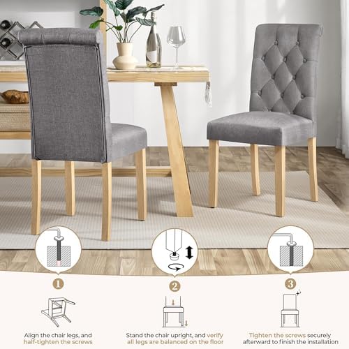 Yaheetech Dining Chairs Set of 4 Modern Upholstered Parson Chairs Dark Gray