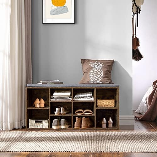 PayLessHere | 3-Tier Shoe Bench with 1.2" Cushion | Brown | 10 Compartments