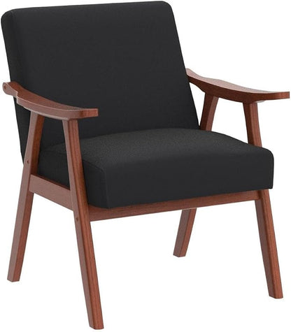 Container Furniture Direct Accent Chair with Microfiber Upholstery and Solid Wood Frame, Classic Mid-Century Modern Living Room Furniture for Extra Seating, Black