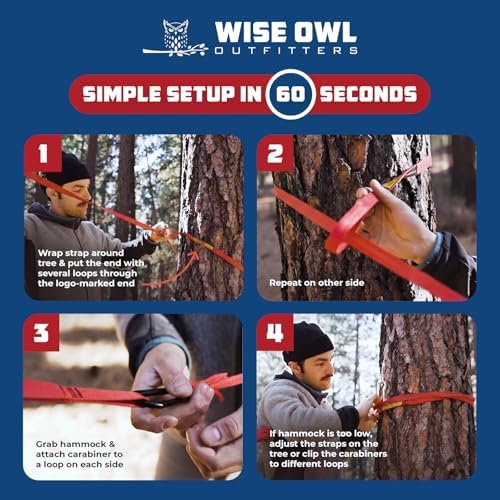 Wise Owl Outfitters Camping Hammock – up to 500lbs Portable Hammock with Tree Straps - Travel, Backpacking, Hiking, Outdoors Camping Gear - Single or Double