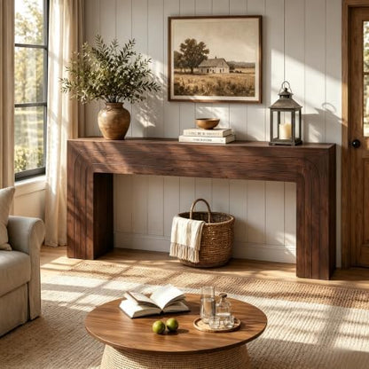 knoworld 70.9-Inch Long Entryway Console Table, Farmhouse Sofa Table for Entrance and Hallway, Wood Narrow Table with Handcrafted Line Detailing for Living Room and Behind Couch