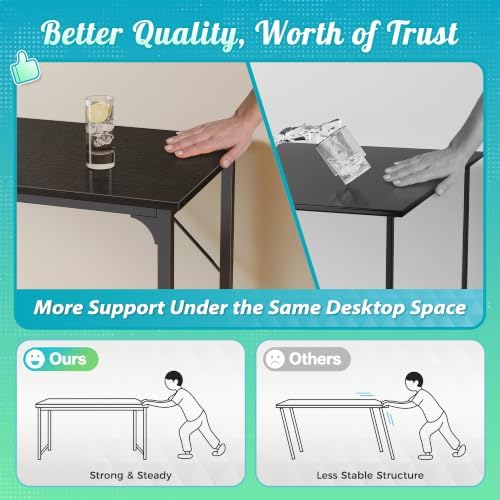 PRAISUN 47'' Computer Desk with Fabric Storage Bag & 2 Hooks