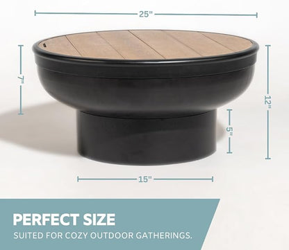 DENKOE Iron Fire Pit Table with Lid, Extra Thick and Heavy Duty Fire Bowl, Deep Round Firepit for Outdoor Bonfire Gatherings, Wood Burning Firepits for Outside Patio, Modern Outdoor Fire Pits