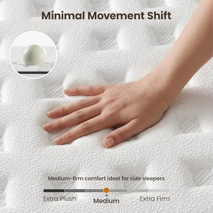 Sleep 12 Inch Queen Size Mattress, Hybrid Mattress in a Box, Cooling Gel Memory Foam and Individual Pocket Springs for Pressure Relief, CertiPUR-US Certified, Medium Firm Feel