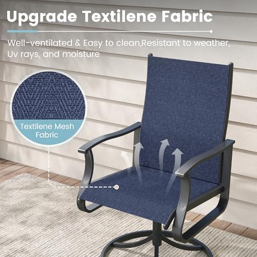 5 Pieces Patio Dining Set, Patio Outdoor Furniture Set of 4 Patio Swivel Dining Chairs and 36" Patio Spliced Square Tabletop with Umbrella Hole, for Deck, Backyard, Poolside & Garden
