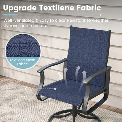 5 Pieces Patio Dining Set, Patio Outdoor Furniture Set of 4 Patio Swivel Dining Chairs and 36" Patio Spliced Square Tabletop with Umbrella Hole, for Deck, Backyard, Poolside & Garden