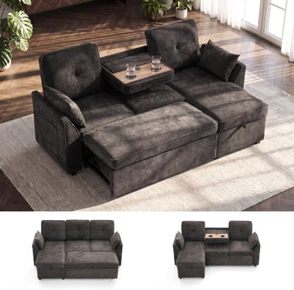 Convertible Sleeper Sofa Bed with Storage, L Shaped Couch with Pull Out Bed