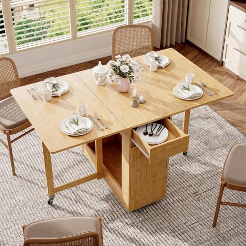 TrailBlaze Drop Leaf Dining Table for 2-4, Wood Collapsible Kitchen Table