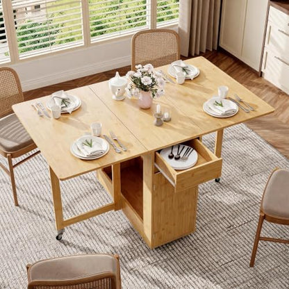 TrailBlaze Drop Leaf Dining Table for 2-4, Wood Collapsible Kitchen Table