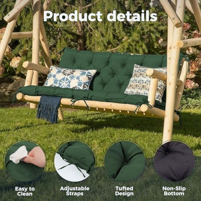 IASEAHK Porch Swing Cushions, 40×40×4 Inch, Waterproof, Forest Green