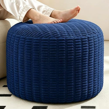 Round Corduroy Footstool Pouf for Couch