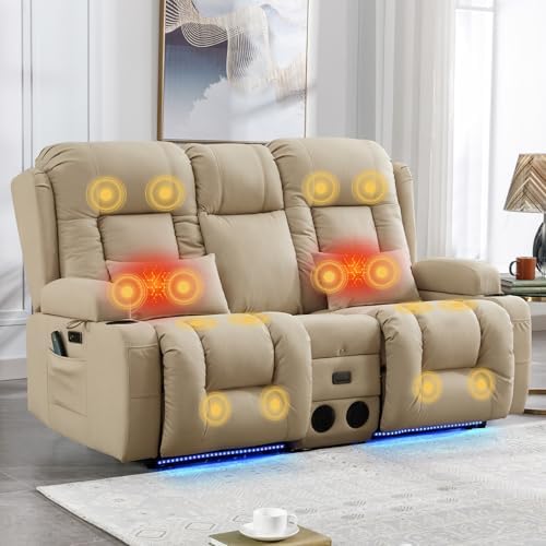 IPKIG Power Loveseat Recliner Sofa with Flip Back Console, 67" - 3 Seat