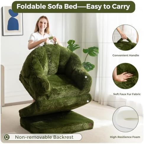 MAXYOYO Folding Sofa Bed, 2 in 1 Convertible Sofa to Lounger