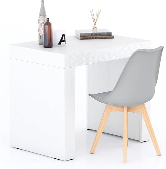 Mobili Fiver, Evolution Desk 35.4 x 23.6 in, Ashwood White with Two Legs, Made in Italy