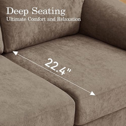 Boneless Couch Sets, Modern Loveseat Sofa with Accent Sofa Chair, Floor Cloud Couch Sets with Extra Comfy Soft Deep Seats for Living Room, Apartment, No Assemby, Set of 2, Brown