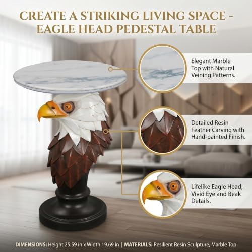 Majestic Eagle Bust Pedestal End Table