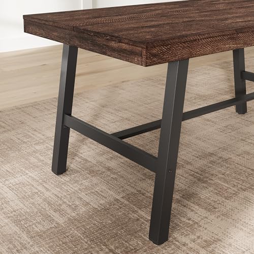 Garvee 55" Farmhouse Kitchen Table, Studio Dining Table, Dark Rustic Birch