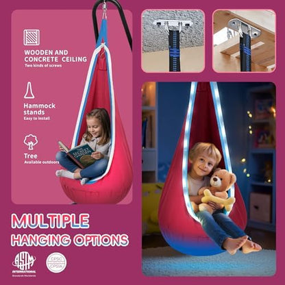 OUTREE Light Up Pod Swing Seat, Sensory Swing with LED Light