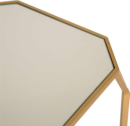 Glitzhome Modern Nesting Tables, Set of 2 Coffee Table with Tempered Glass Top, Side/End Tables for Living Room Bedroom, Accent Tea Tables with Metal Frame - Golden