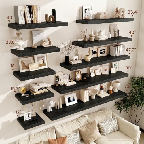 Floating Shelves for Wall 18x12” Set of 2, Black