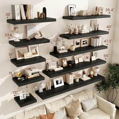 Floating Shelves for Wall 18x12” Set of 2, Black
